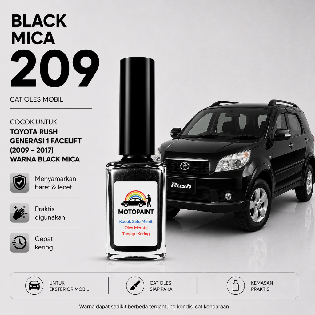 Motopaint Black Metallic 209 Cat Oles Penghilang Baret Mobil Toyota Rush Terios Warna Hitam