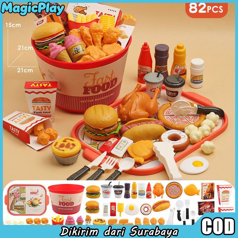 Mainan Masak-masakan Cepat Saji Burger Kentang Goreng Makanan Set Tenda Pilihan Mainan Anak Perempua