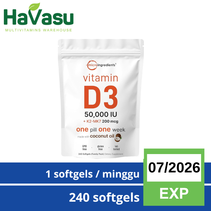 Micro Ingredients MicroIngredients Vitamin D3 50000IU K2 200mcg OR D3 5,000IU K2 100mcg