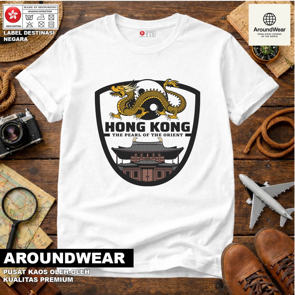 BAJU KAOS SOUVENIR OLEH OLEH HONGKONG PAKAI TAG LABEL ASLI PACKAGING PREMIUM MURAH