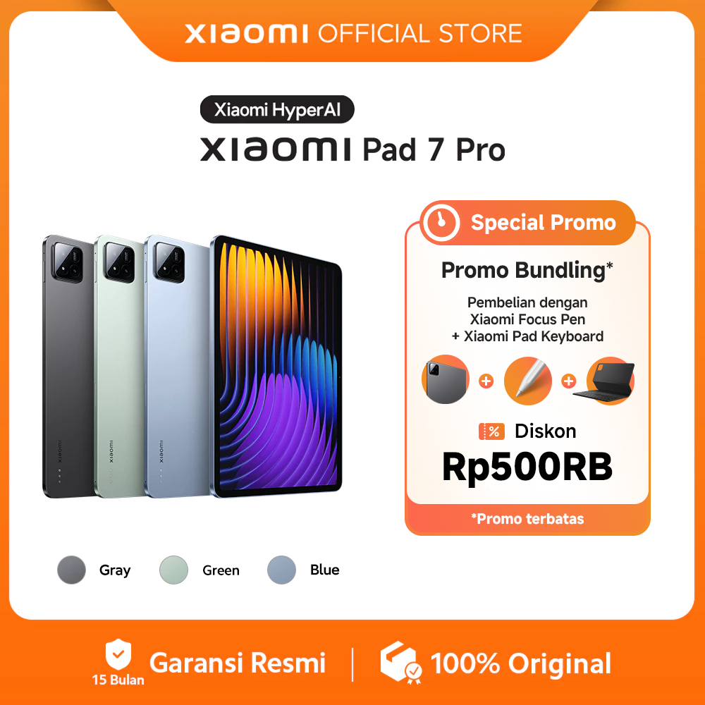Xiaomi Pad 7 Pro (12/512GB) | Snapdragon 8S Gen 3 | Layar 11.2 3.2K 144Hz Dolby Vision Atmos | Ultra