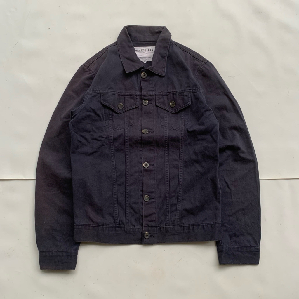 White Line Trucker Denim Jacket Navy - M
