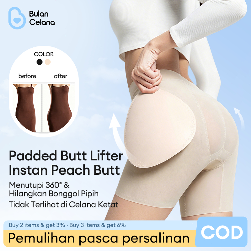 Celana Dalam Pembentuk Bokong - Busa Palsu Samping, Angkat & Bentuk Bokong Alami, CD Peninggi Pantat
