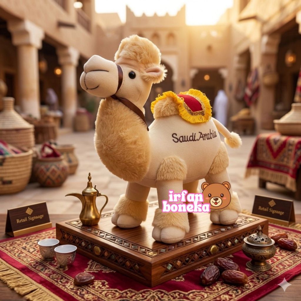 Boneka Unta Arab Ukuran L 35cm Bisa COD - Oleh Oleh Haji Umroh Kado Hadiah Souvenir Arab Saudi Terla