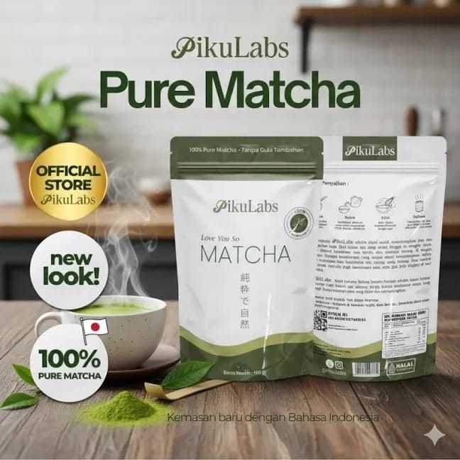 Pikulabs Pure Matcha - Bubuk Teh Hijau Murni Rendah Kalori Original
