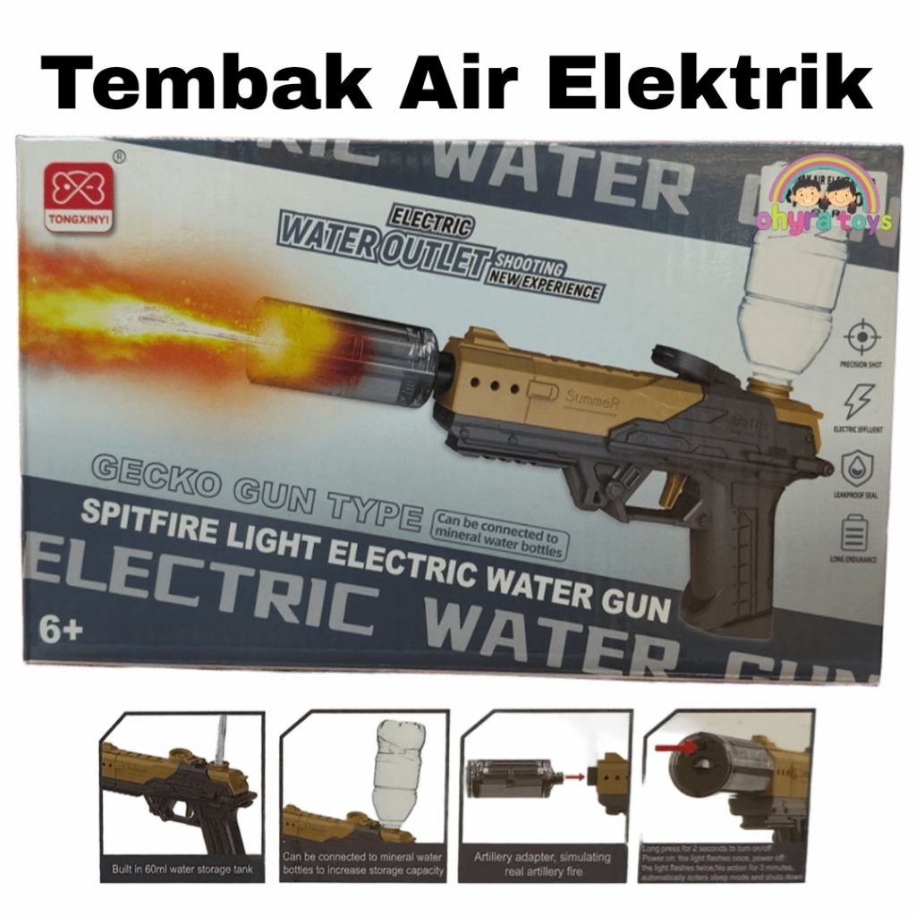 Mainan Anak Tembak Air Elektrik Tembak Air Baterai Water Gun Electric