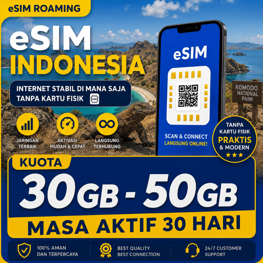 BIG DATA eSIM Roaming 30 - 50 GB 30 Hari | Jaringan Telkomsel Indonesia