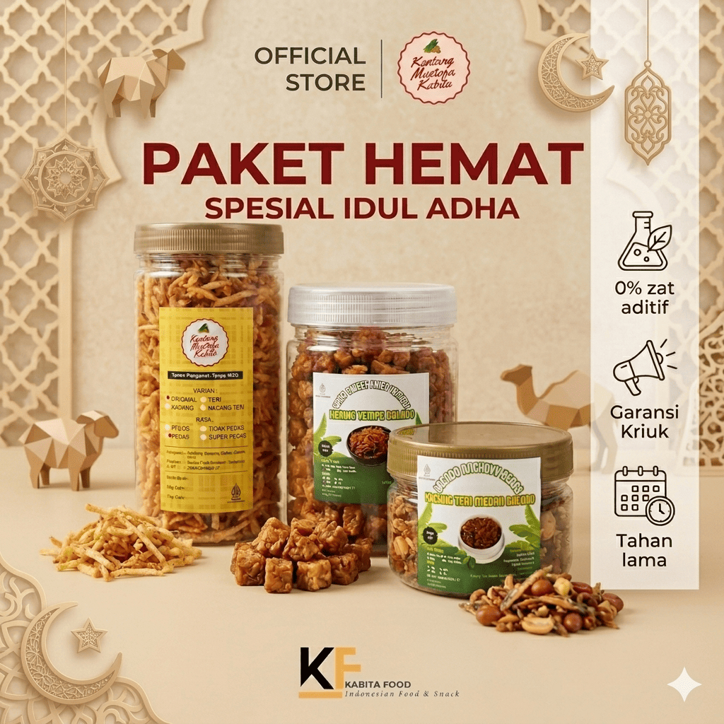 [PAKET HEMAT 3 Toples] Lauk Makan Praktis Siap Saji  - Kentang Mustofa Kabita 320g, Kering Tempe 250