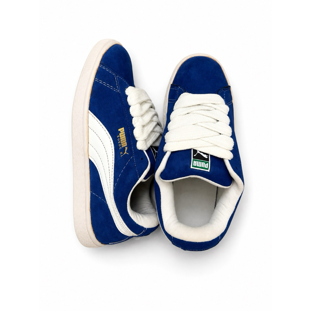 Sepatu Puma Suede RI Pria Wanita Original Premium Sneakers Casual Fashion Biru Putih Nyaman Trendy
