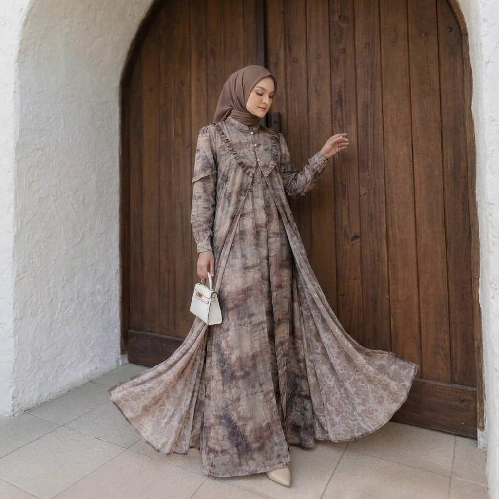 Kheysa Boutique | Silvana Dress | Gamis Semi Outer Wanita Elegan Busui Friendly | Gamis Pesta Bahdad