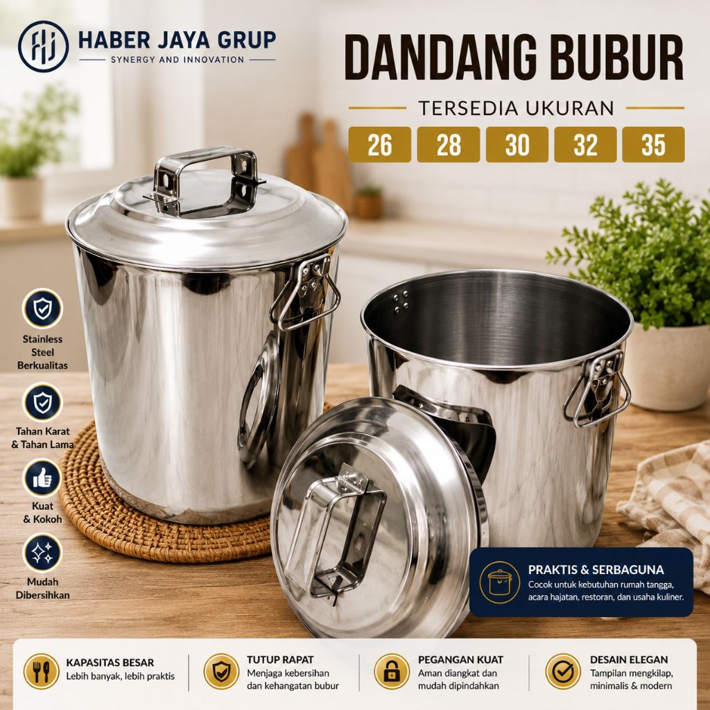 Dandang Bubur Panci Rebus Air Buleng Bahan Stainles Ukuran 26-35 cm