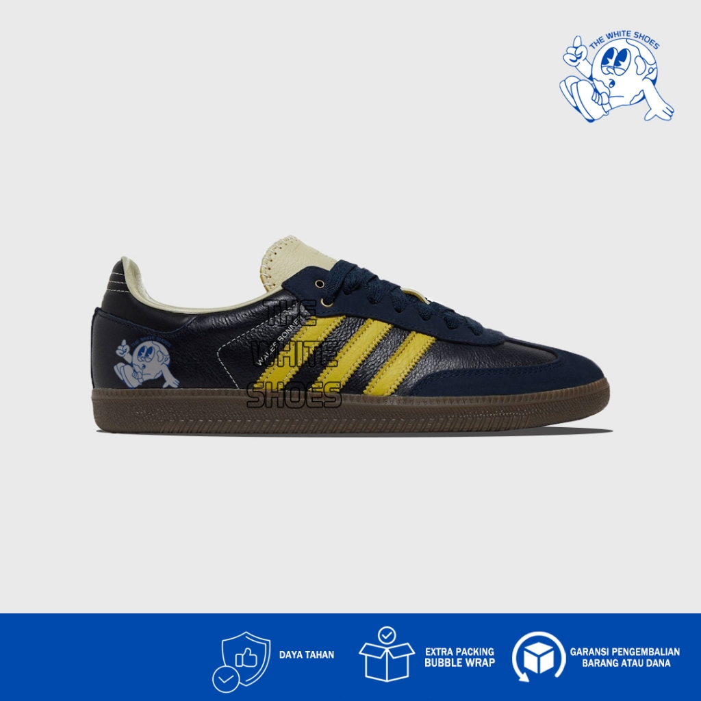 Sepatu Adidas Samba Wales Bonner Collegiate Navy Cream White Yellow