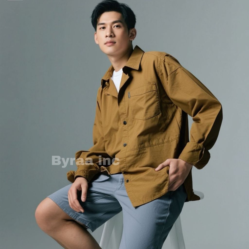 Kemeja Polos Panjang Pria Kemeja Warna Mocca Kemeja Pria Slimfit