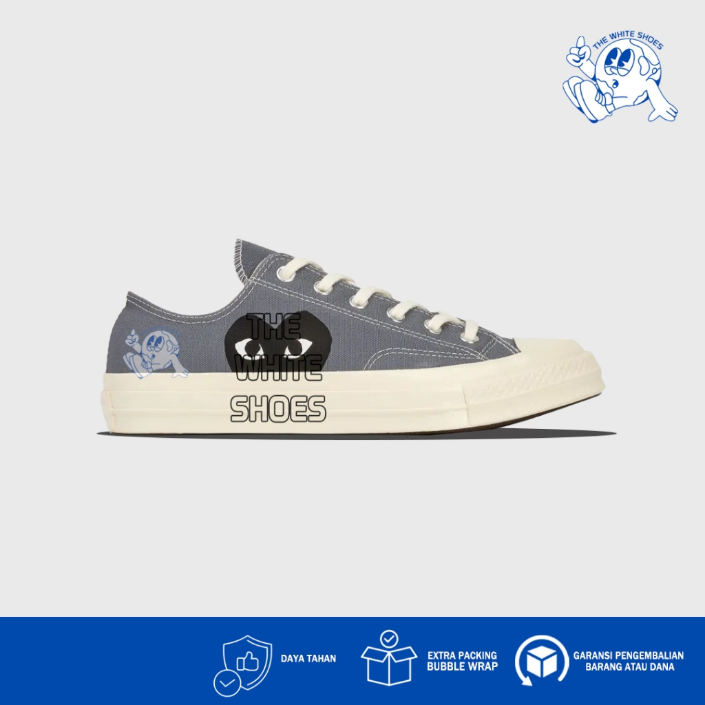 Sepatu Converse 70s CTAS LOW x CDG PLAY Steel Grey