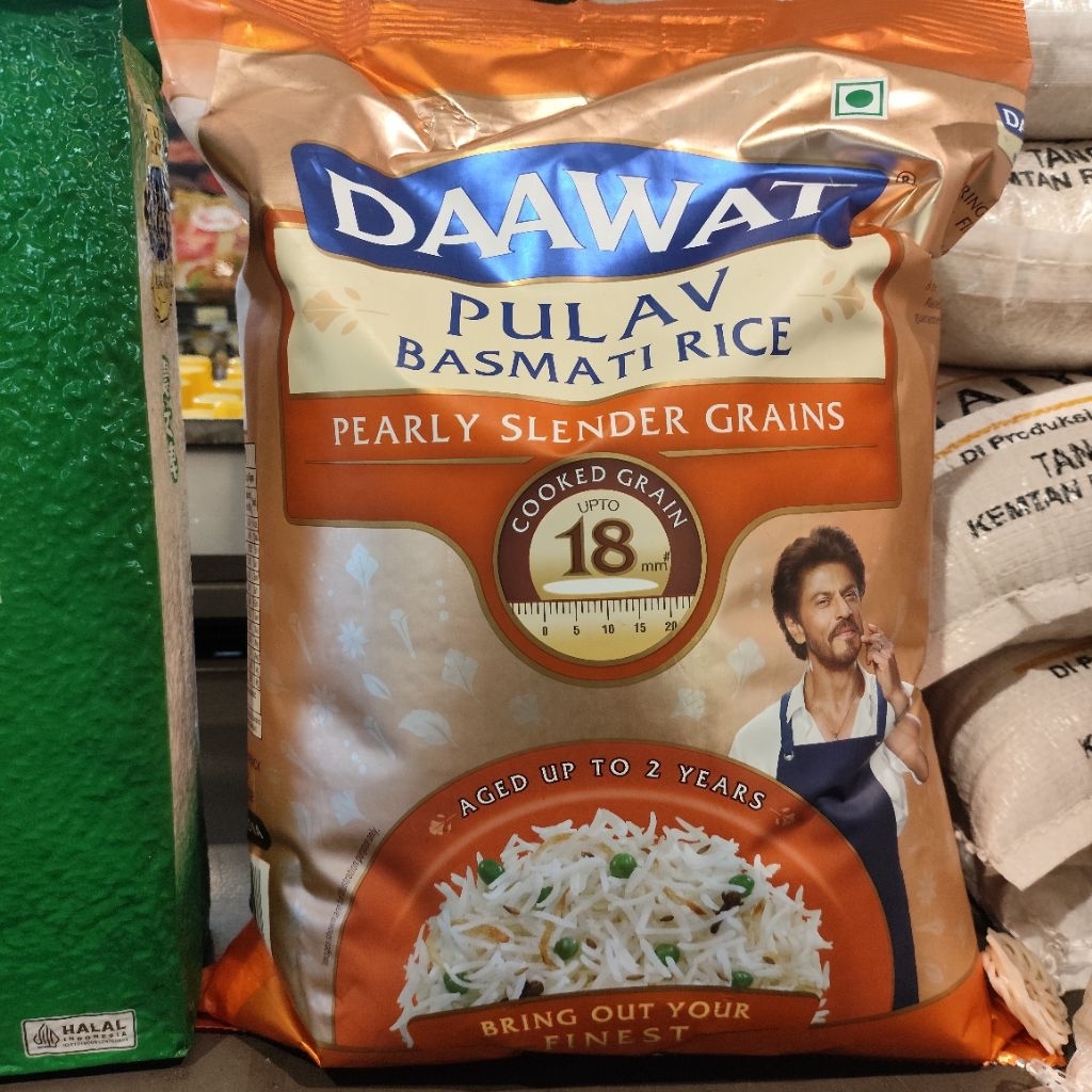 Beras Basmati Daawat Pulav Long Grain 5kg - beras panjang India premium