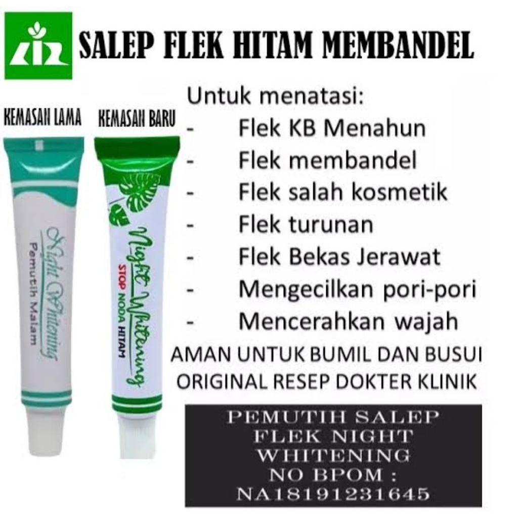 LIZ SKINCARE NIGHT WHITENING/ CREAM penghilang flek hitam