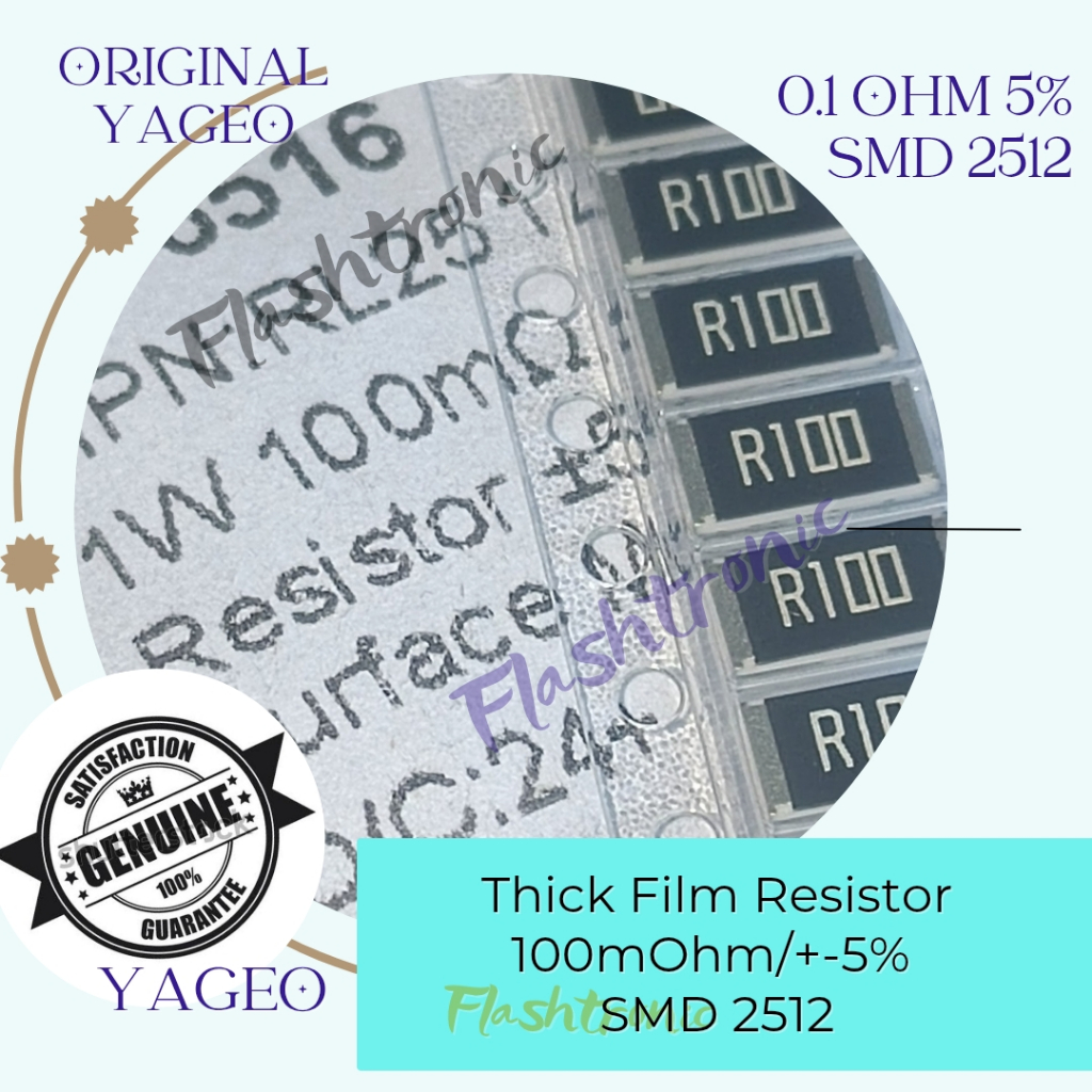 R100 100mOhm smd 2512 1watt Resistor YAGEO