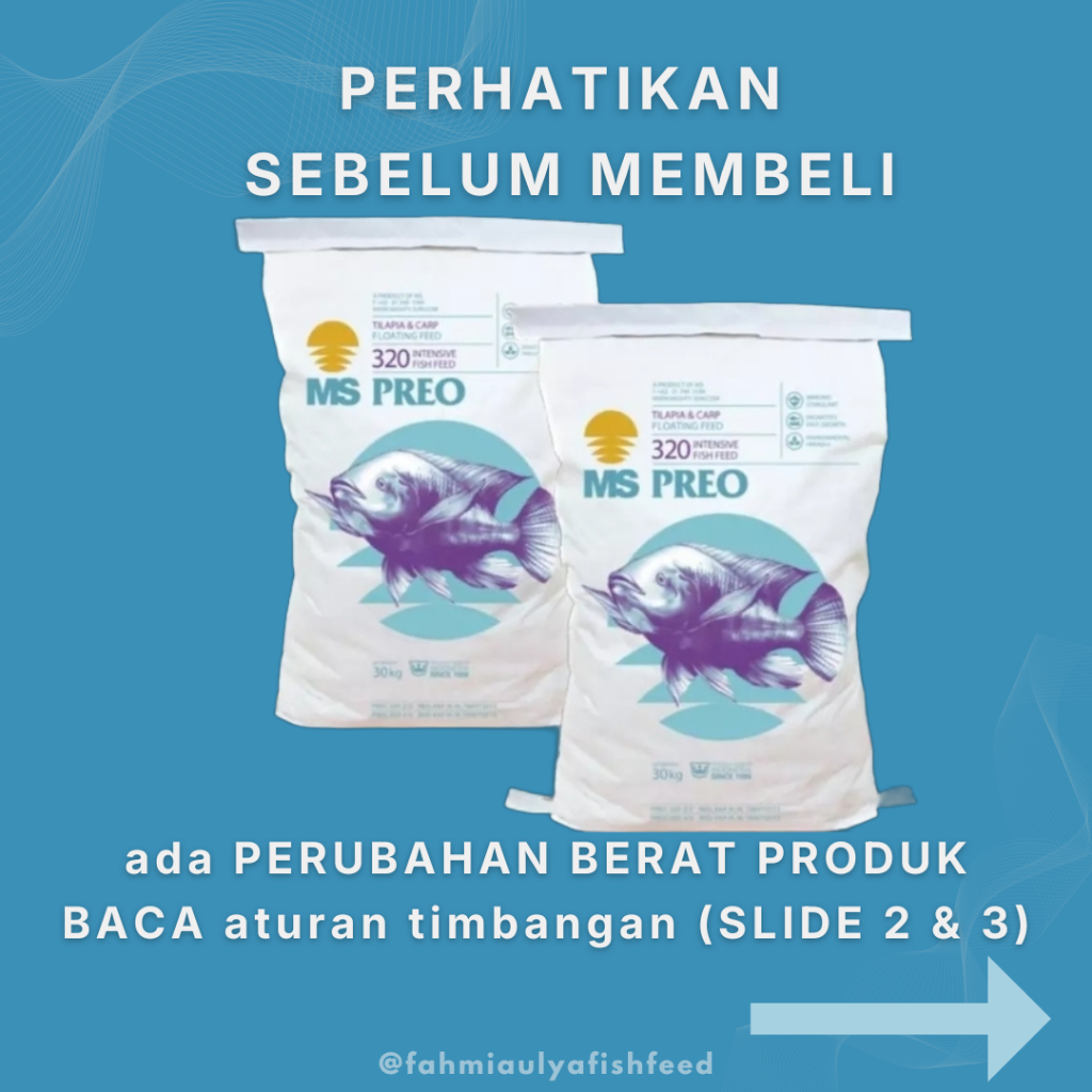 265  PAKAN IKAN MS PREO 320 (PAKET 2KG) | PAKAN IKAN PROTEIN 33-34% ( PREO 320)