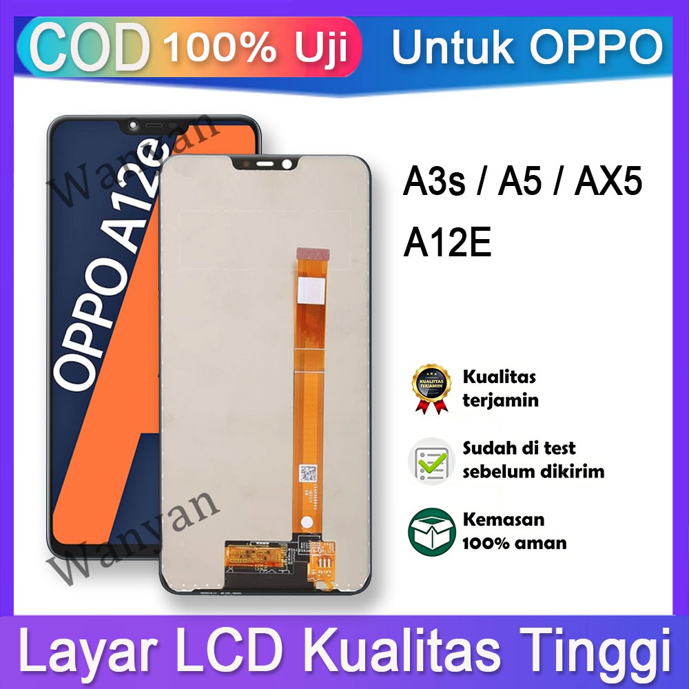Layar LCD For OPPO A3s A5 AX5 A12E LCD 100% Original Fullset hp layar Touchscreen untuk Glass Touch 