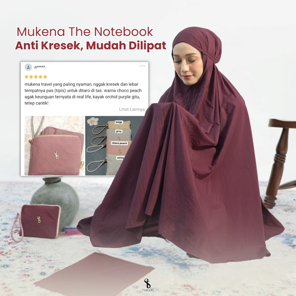 Tuscany Official - Mukena Parasut The Notebook- Elegant Colour Series -  Mukena Travel