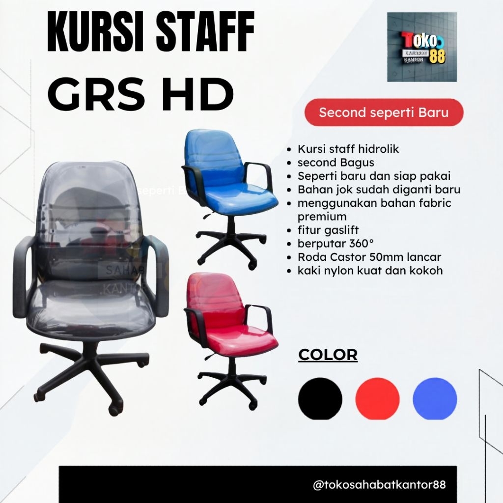 Kursi Hidrolik - Kursi Putar - Kursi Kerja - Bekas Seperti Baru