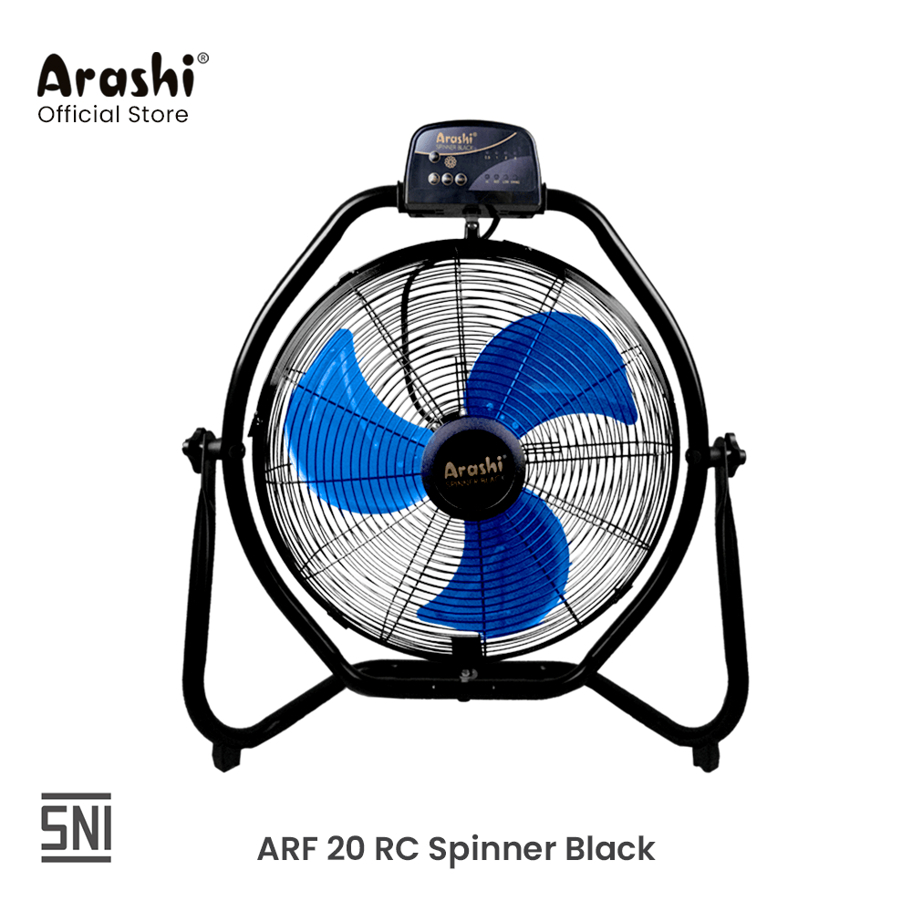 Arashi ARF 20 RC Spinner Black Kipas Angin Lantai & Dinding 20 Inch + Remote