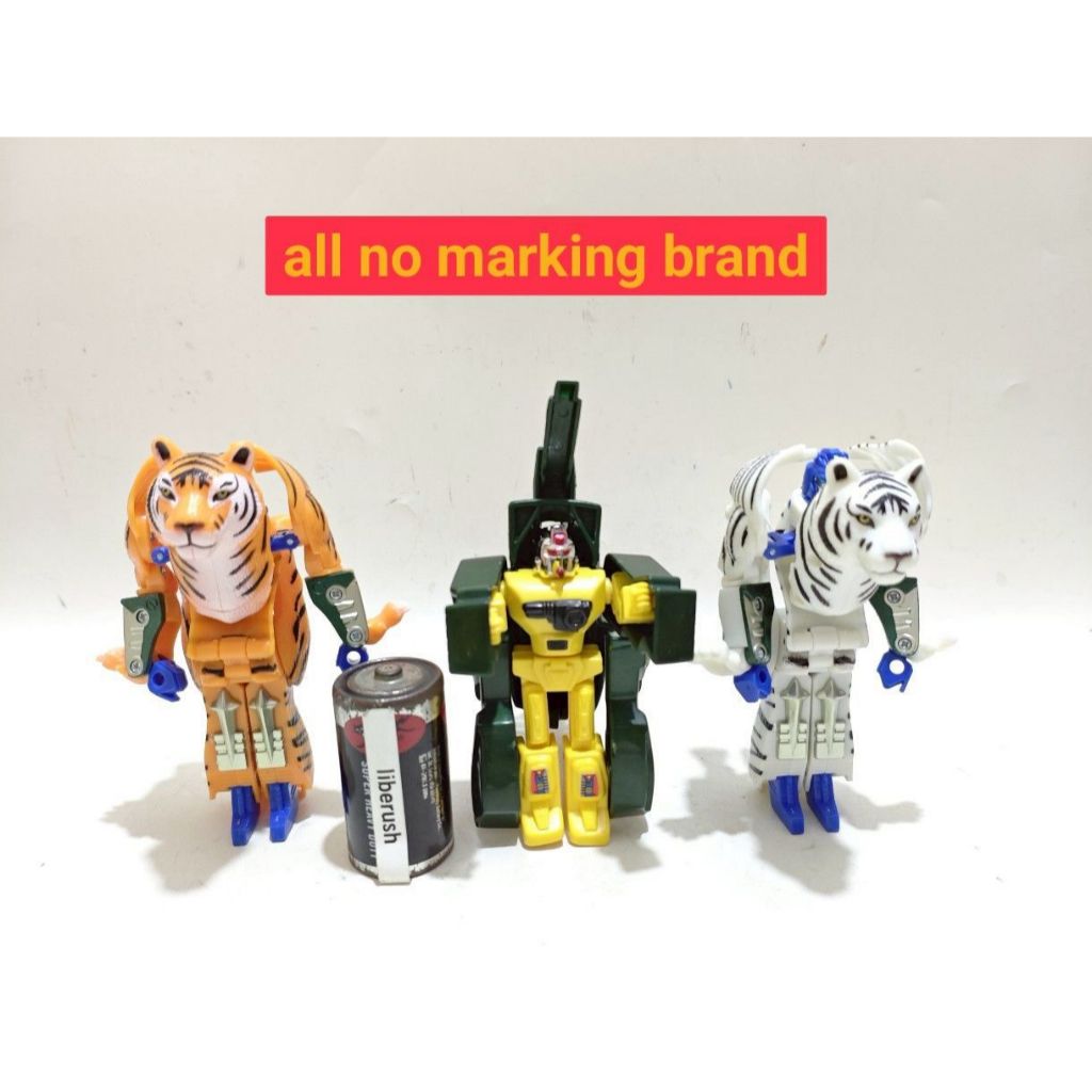 Set vintage KO tatsumiya transformers dino squad brachiosaurus & zoo white tiger cheetor robot actio