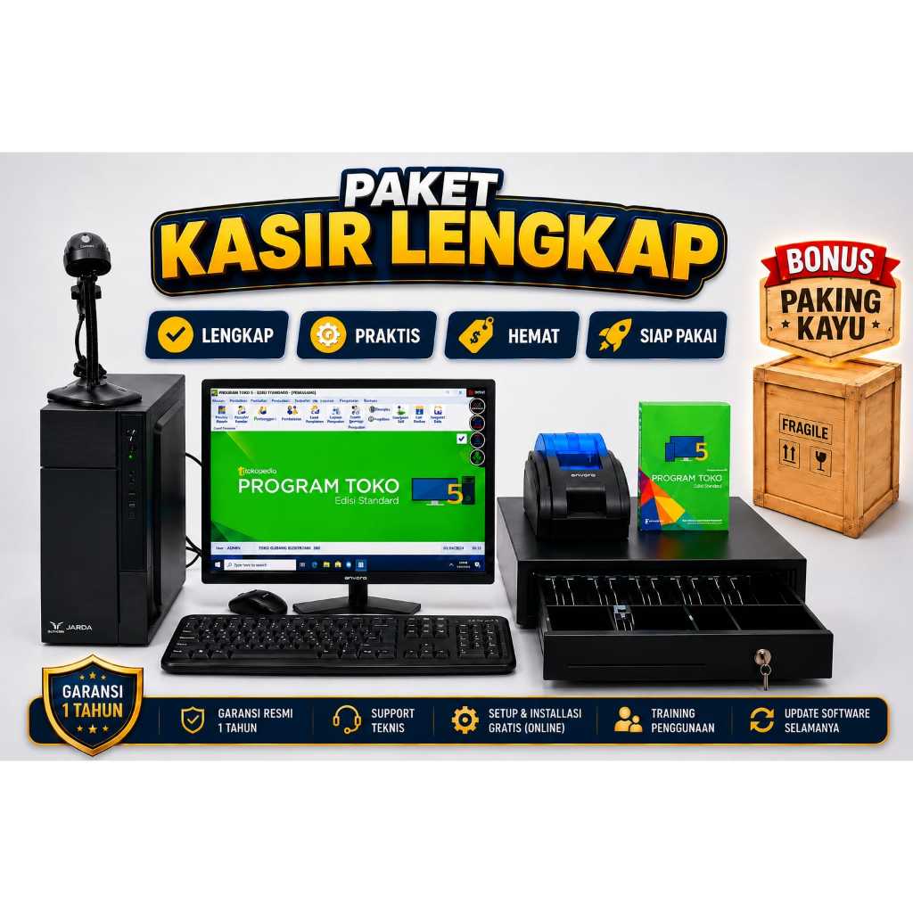KOMPUTER KASIR LENGKAP GARANSI 1 TAHUN COCOK UNTUK UMKM |TOKO SEMBAKO|MINI MARKET