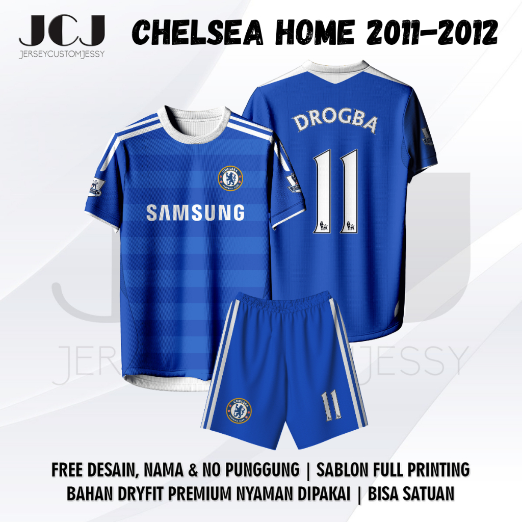 Jersey Bola CHELSEA HOME 2011-2012 Free custom nama dan nomor untuk dewasa dan anak anak Full Printi