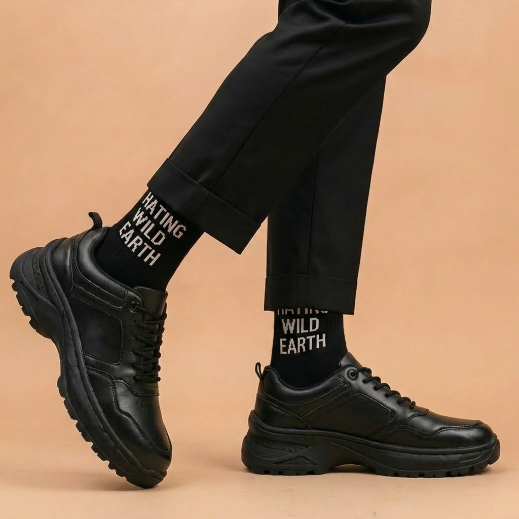 Sepatu Sneakers Pria Hitam Chunky Sole Trackking
