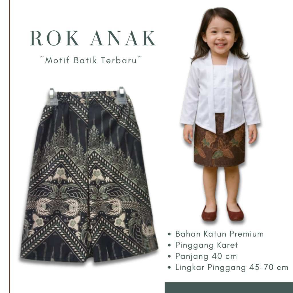 Bawahan Batik Rok Panjang Anak Sekolah Rok Anak Batik Premium Rok Anak Perempuan SD Bahan Katun