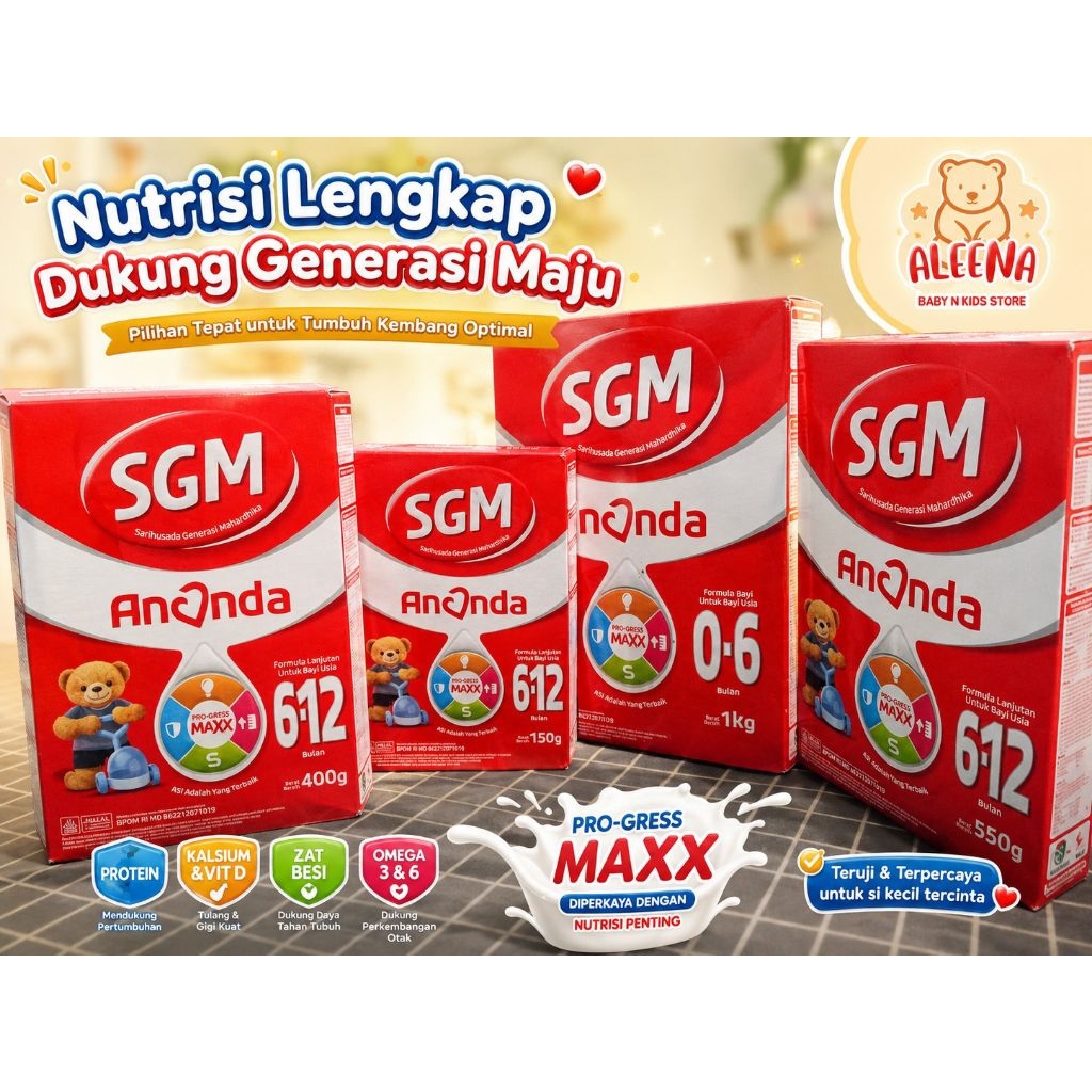 Susu Formula SGM 0-6 bulan, 6-12 Bulan, 1-3 Tahun, 3-5 Tahun 150gr, 400gr, 600gr, 1000gr dengan Prot