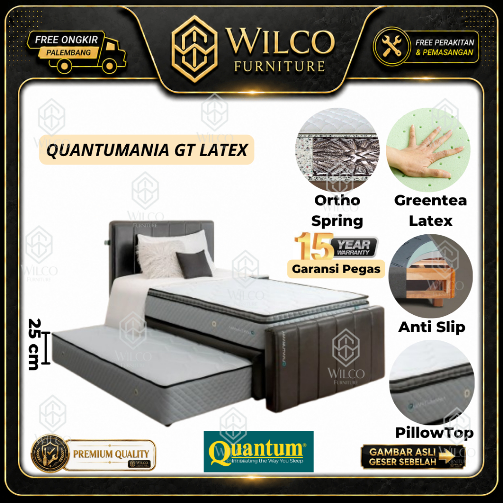 Bed Sorong Quantumania GT Latex by Quantum | Kasur Sorong 2 in 1 PillowTop