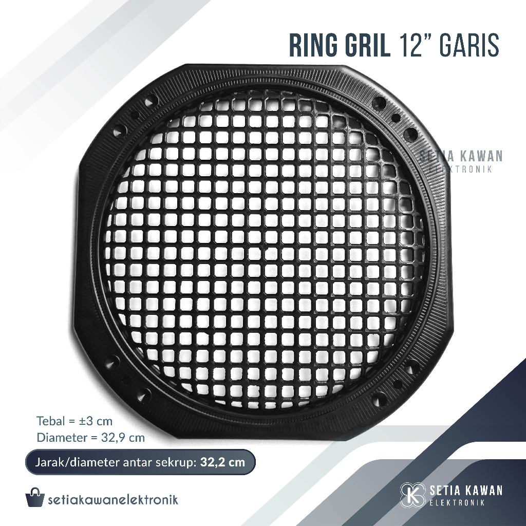 Ring Grill Speaker 12" Garis NEW Plastik / Tutup Pelindung Box Salon Speaker 12 Inch NEW Model Segi 