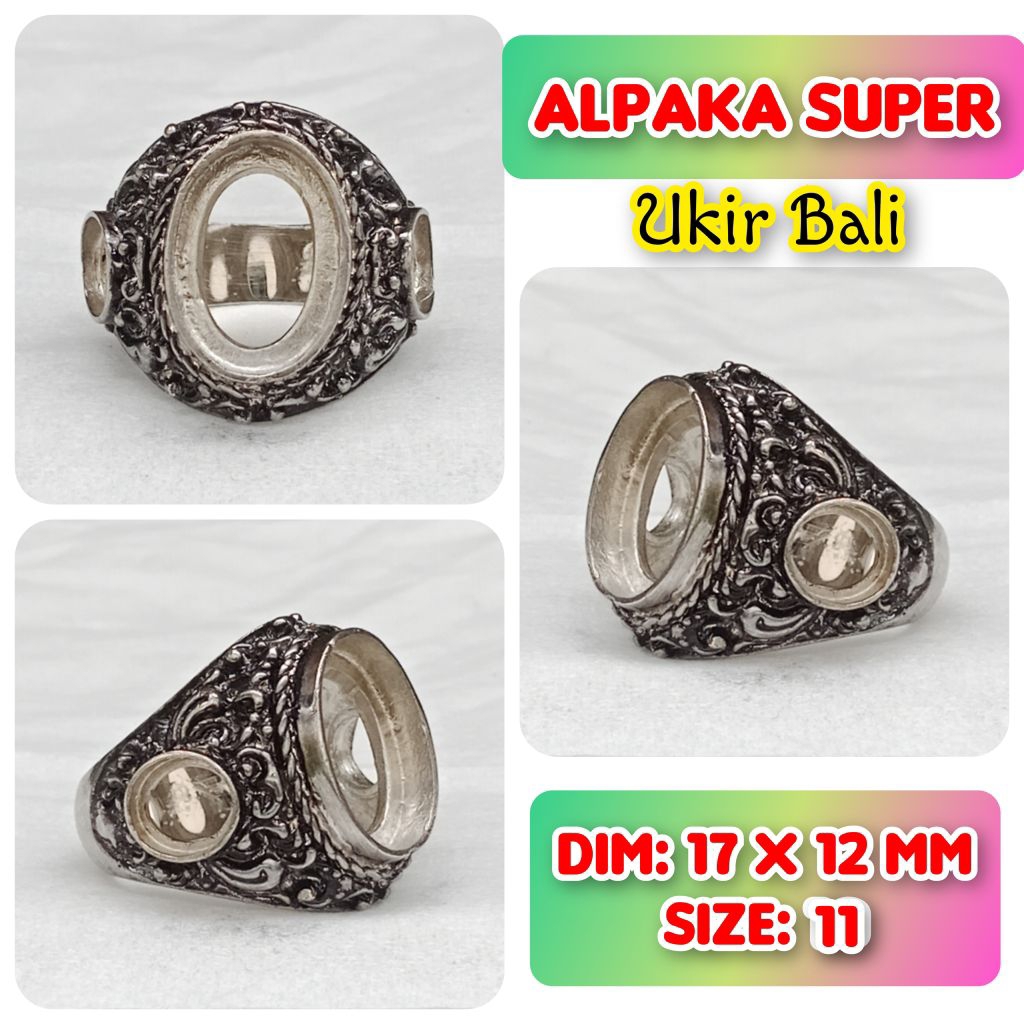 emban batu akik dan permata alpaka super ukir Bali chakra.14