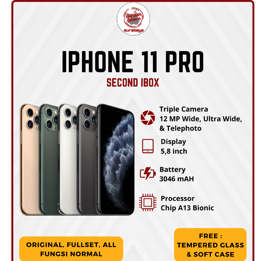 iPhone 11 Pro 64GB/128GB/256GB Fullset Second iBox Bergaransi