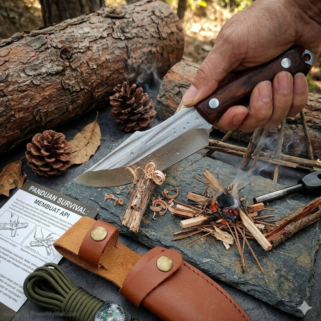 [ASLI] Pisau Outdoor Pisau Survival Tulang Daging Jepang Tebal Super Tajam