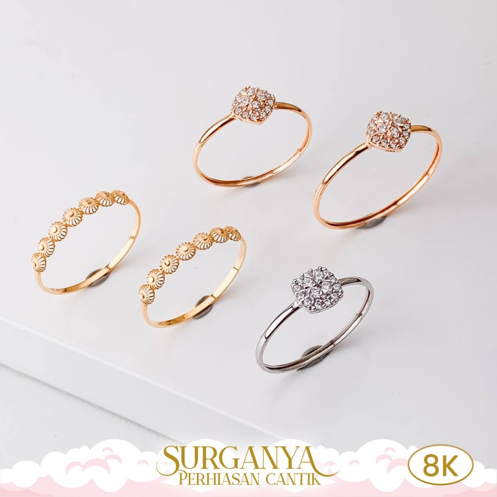 Cincin Emas Kadar 8K Model Riana Simpel Macan Gold