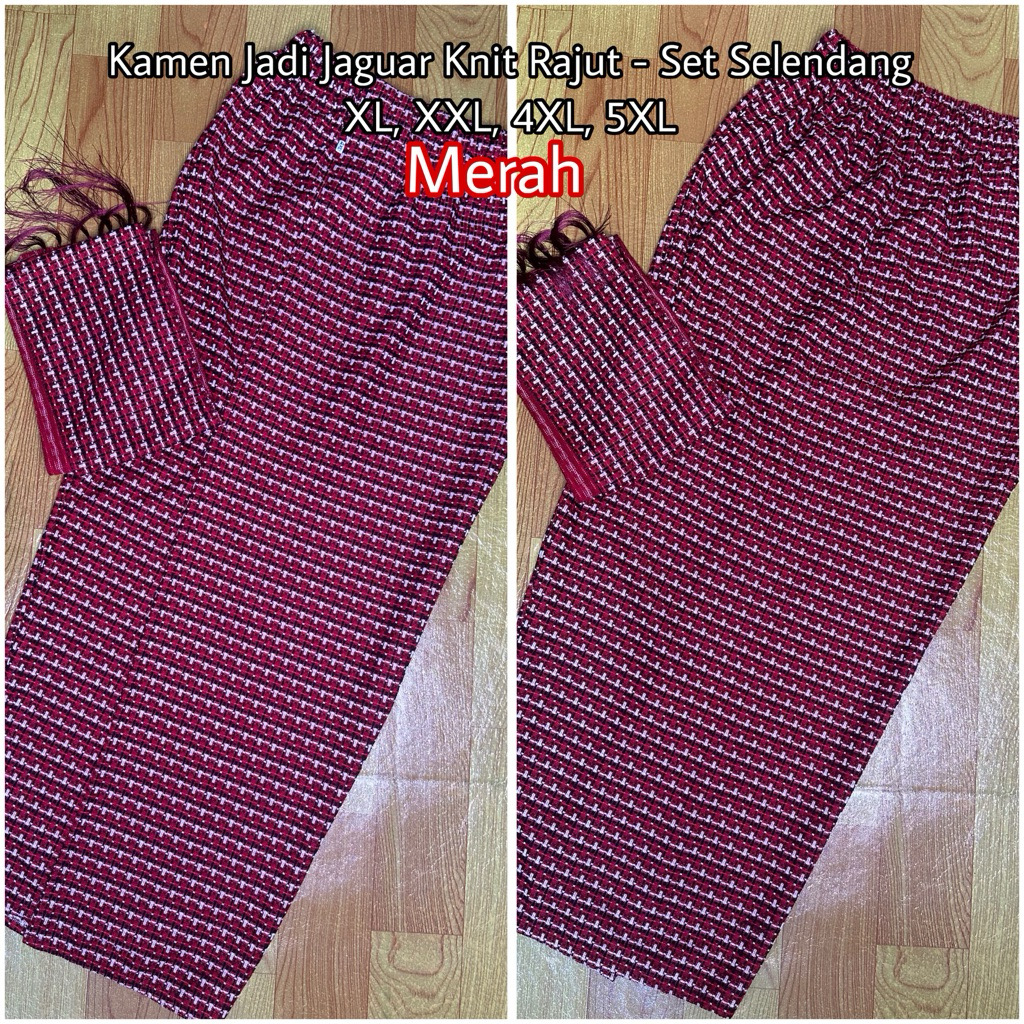 [ADA JUMBO] Kamen Jadi Jaguar Knit Rajut – Set Selendang