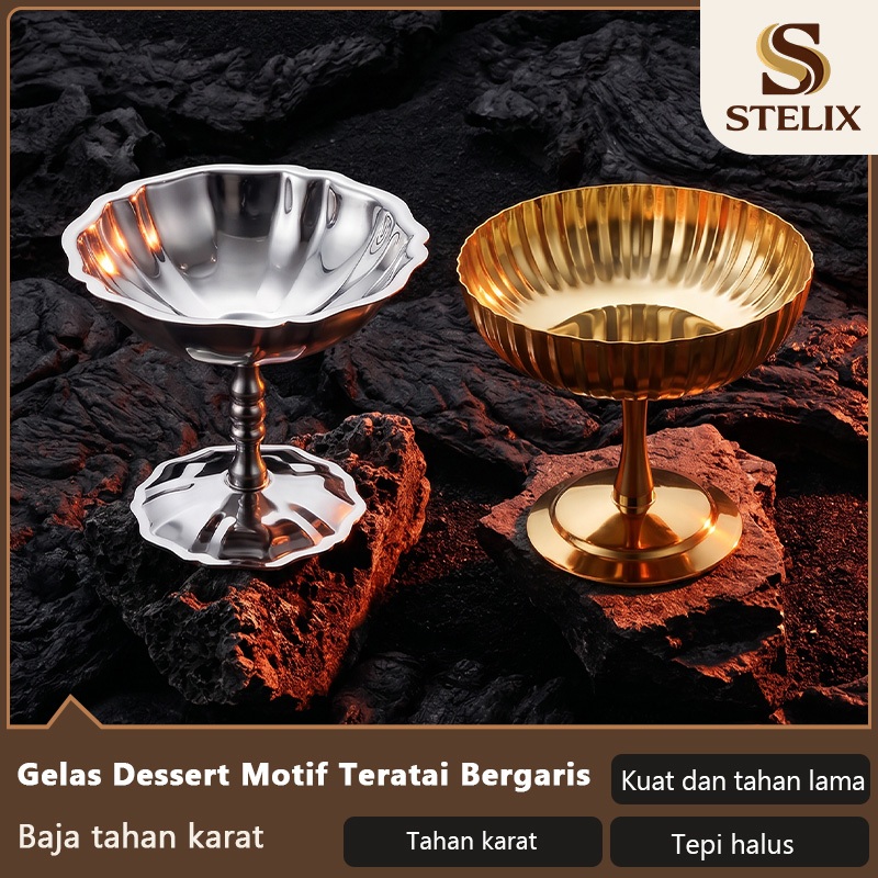 Cup Puding Stainless Steel Aesthetic untuk Es Krim, Yogurt, Salad Buah dan Makanan Penutup