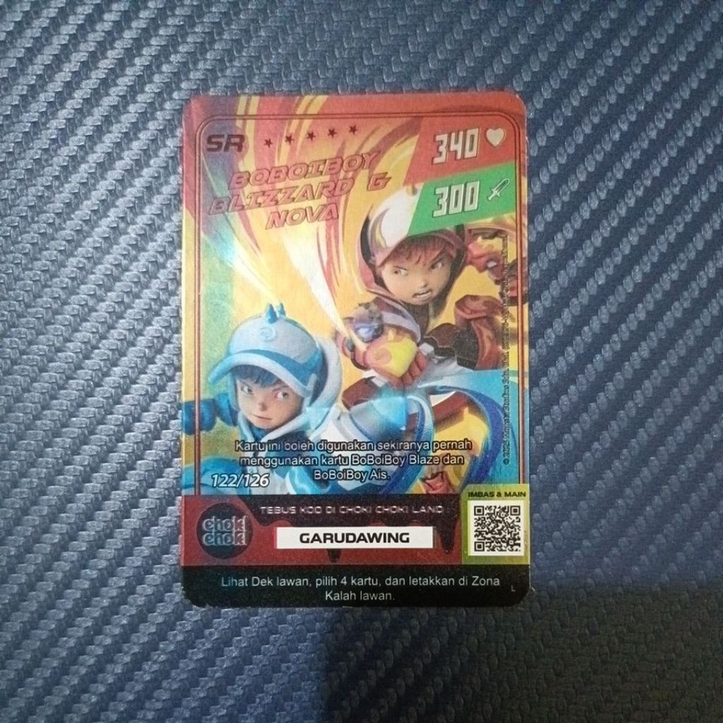 LANGKA Kartu emas SR Choki Choki Boboiboy Blizzard & Nova 340/300