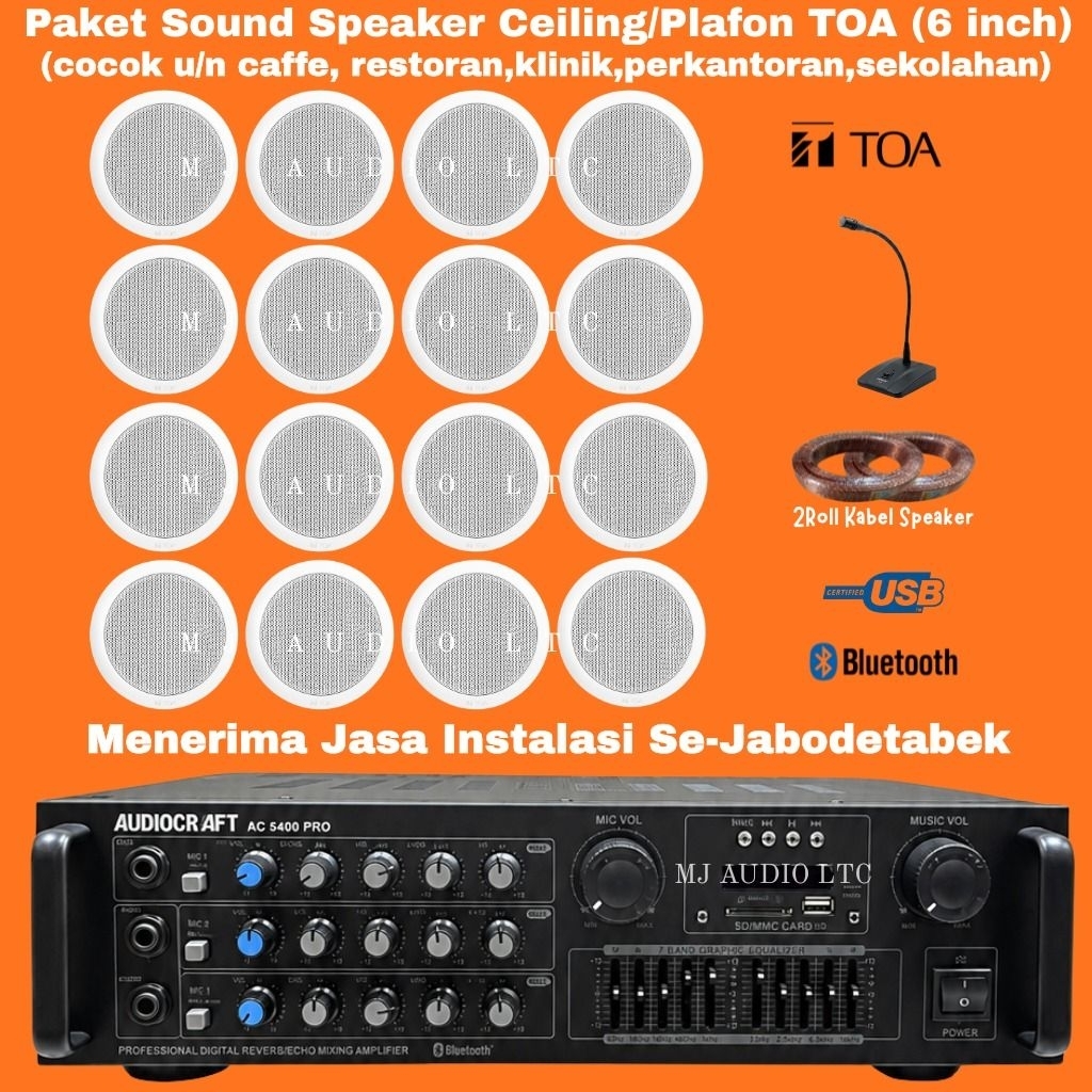 Paket Speaker Ceiling TOA 6 INCH / Paket Speaker Plafon TOA ( 16 Speaker )