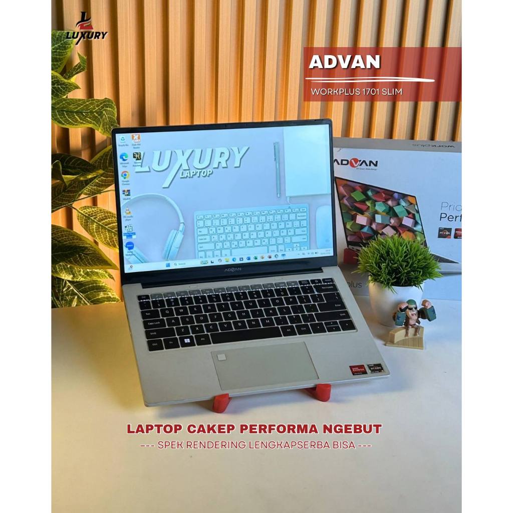 LAPTOP ADVAN WORKPLUS 1701 SLIM AMD RYZEN 5 SSD 512GB RAM 16GB BACKLIGHT FINGERPRINT SECOND