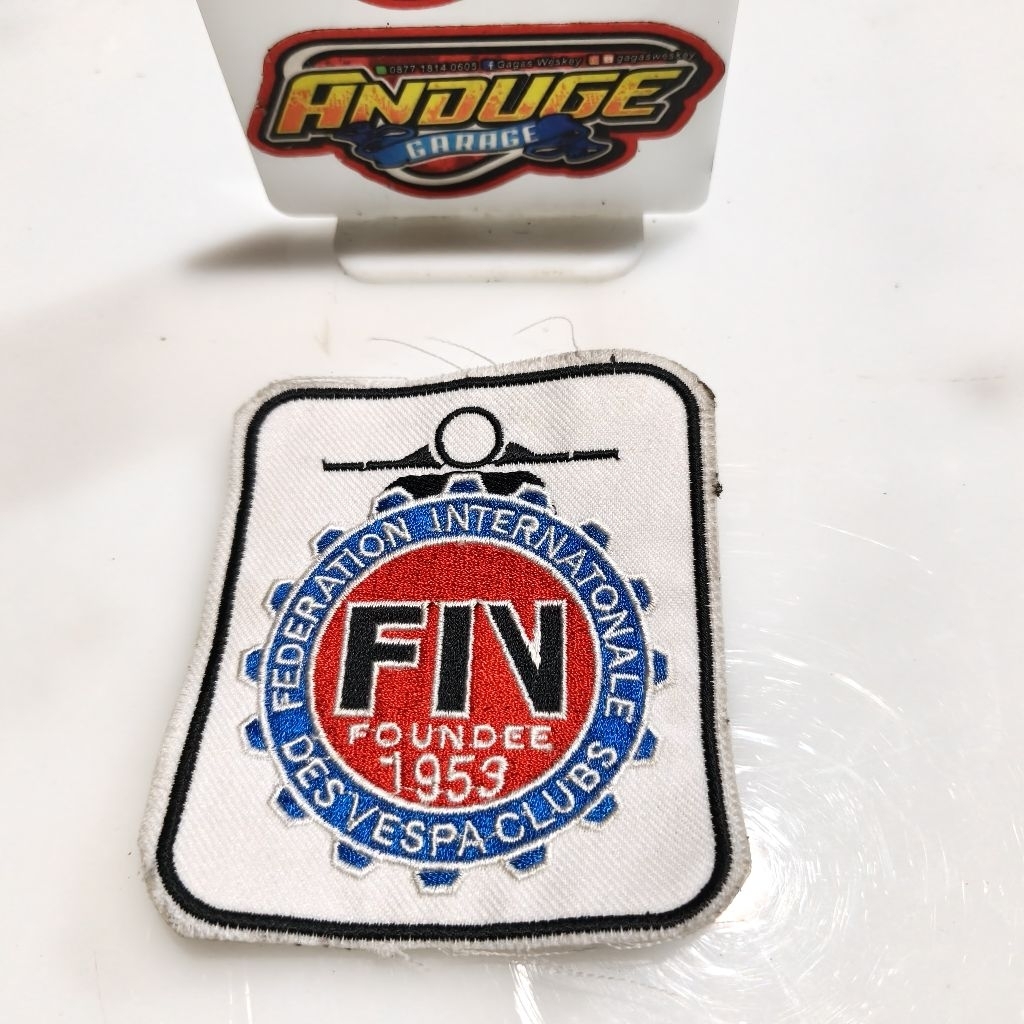 patch bordir logo rompi jeans kaos jaket vespa federation internasional FIV FOUNDEE 1953 Des vespa c