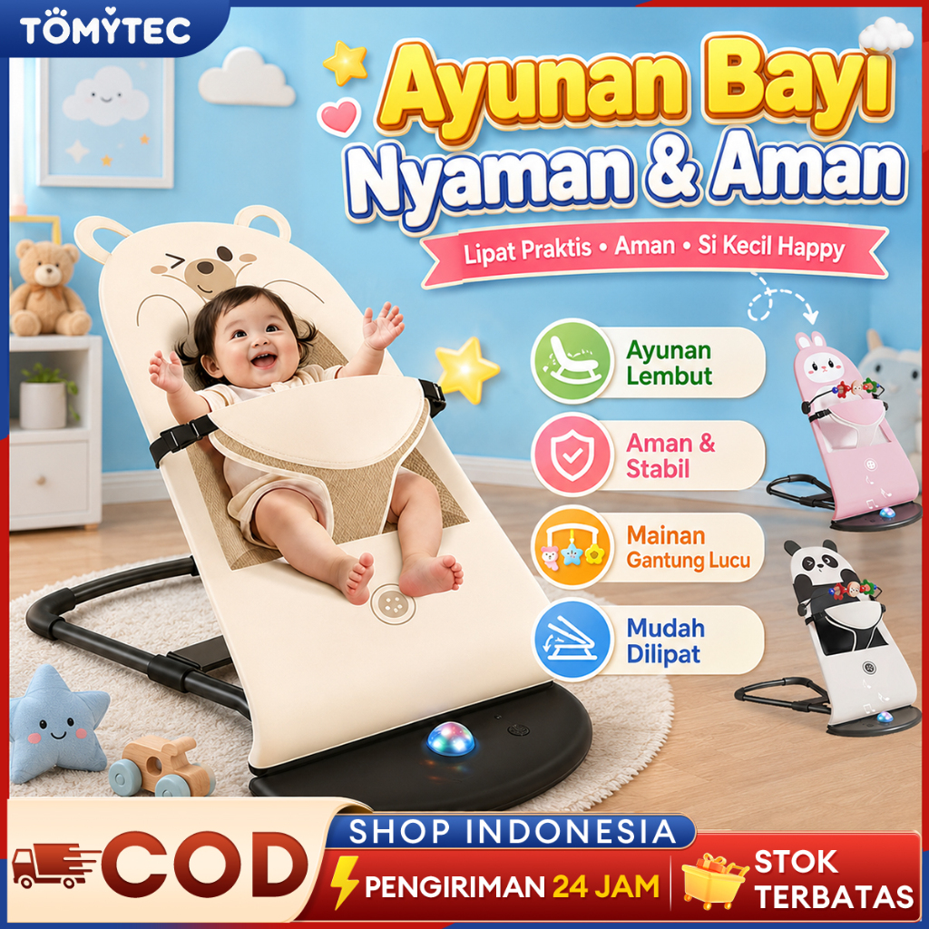 Ayunan Bayi Duduk Goyang Bouncer Bayi Multifungsi Kursi Lipat  0-24 Bulan Aman&Anti Jatuh