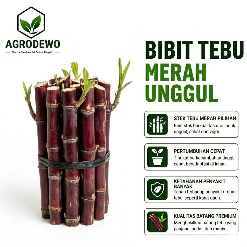 Bibit Tebu Merah Grade A • Batang Fresh • Siap Tanam dan Konsumsi