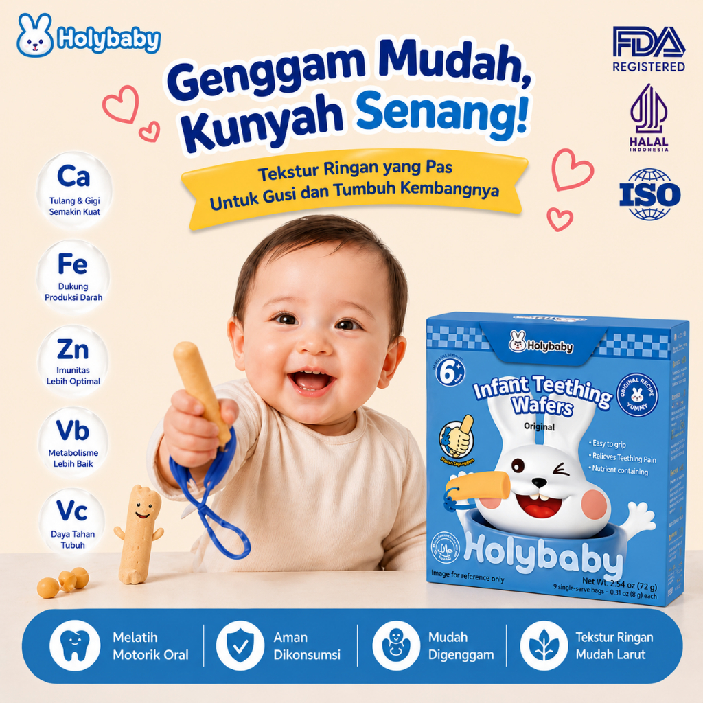 Holybaby Teether Biskuit Stick Bayi Edible HALAL Snack Tumbuh Gigi 6+ Bulan Aman Dimakan Tanpa Penga