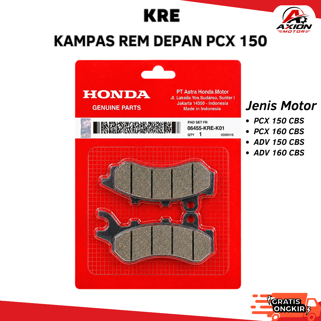 Dispad Kampas Rem Depan Pcx 150 Cbs / Pcx 160 Cbs / Adv 150 Cbs / Adv 160 Cbs