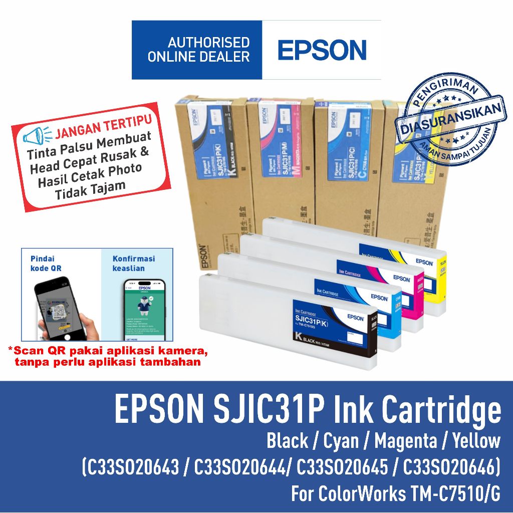 EPSON Tinta Catridge Epson SJIC31P SJI-C31P SJIC 31P TM-C7510 TM-C7510G TMC3510 TMC7510G C3510 C7510