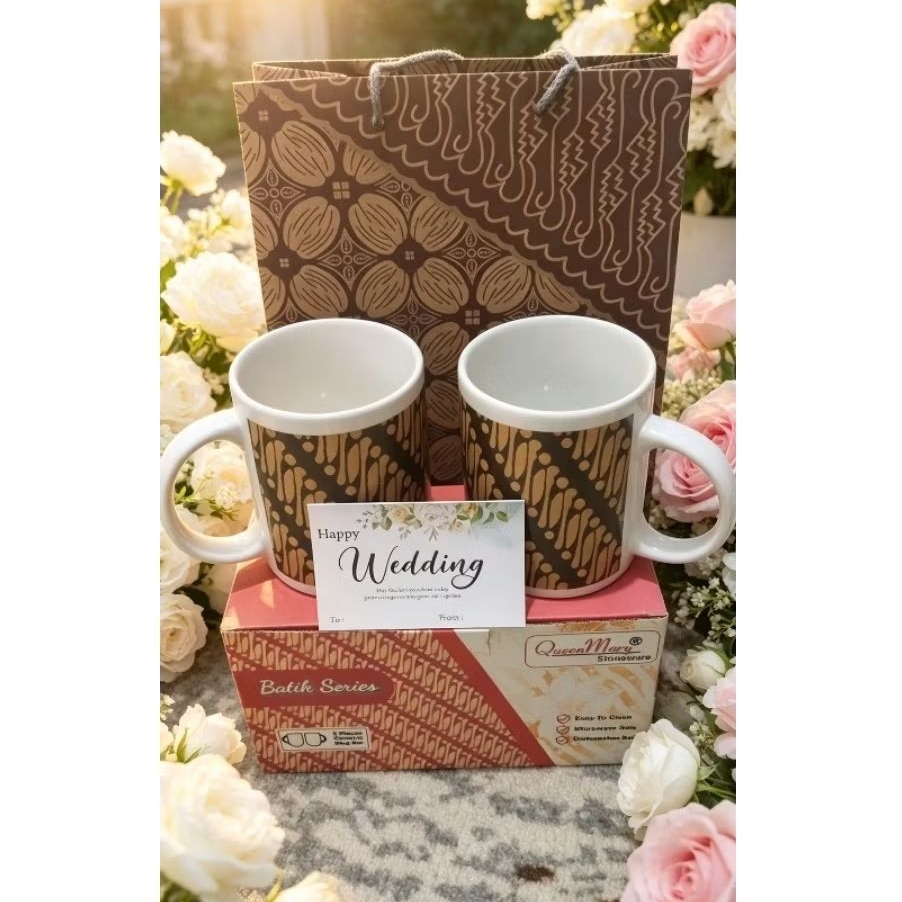 Gelas Mug couple Motif Batik (Set Isi 2)
